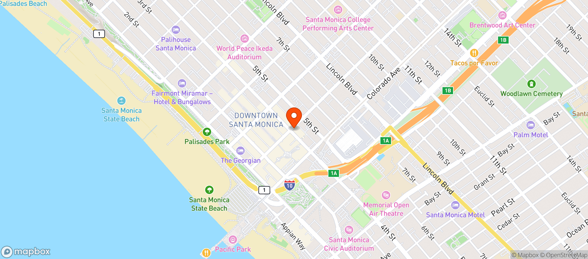 Map showing Target - Santa Monica Broadway And 5th St