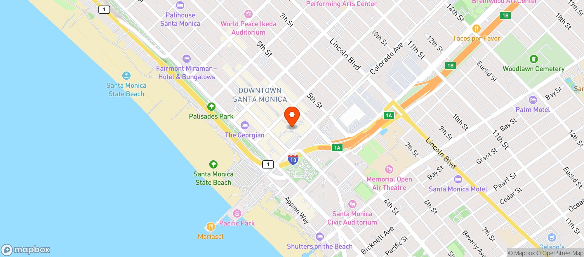 Map showing Cheesecake Factory
