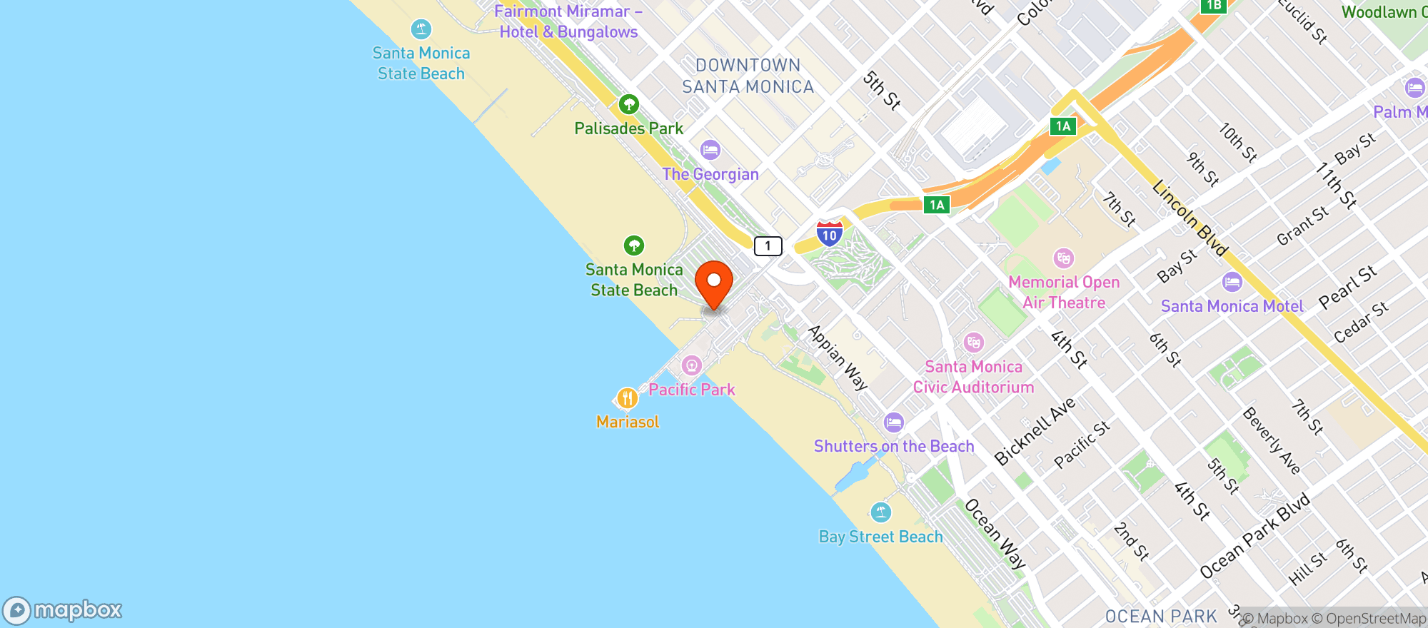 Map showing Santa Monica Pier