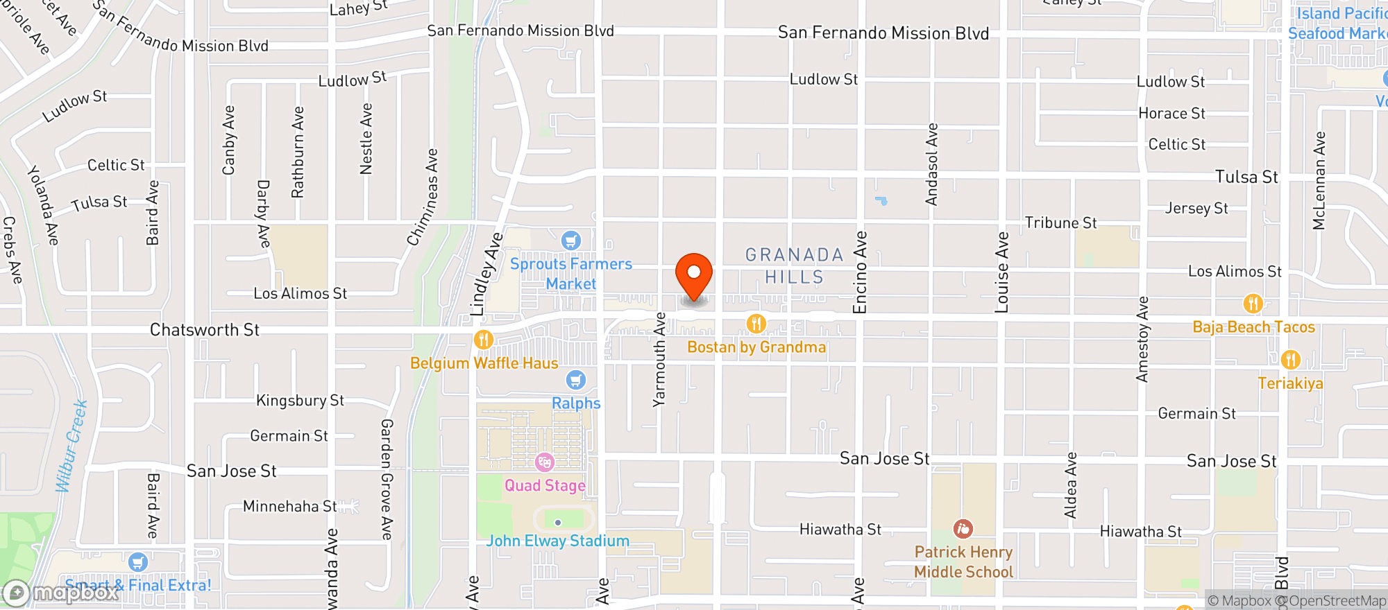 Map showing GREEN EARTH - GRANADA HILLS