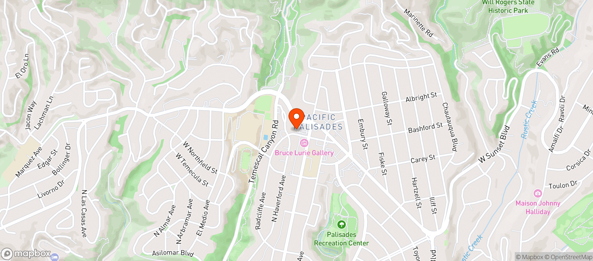 Map showing Gelson’s Pacific Palisades