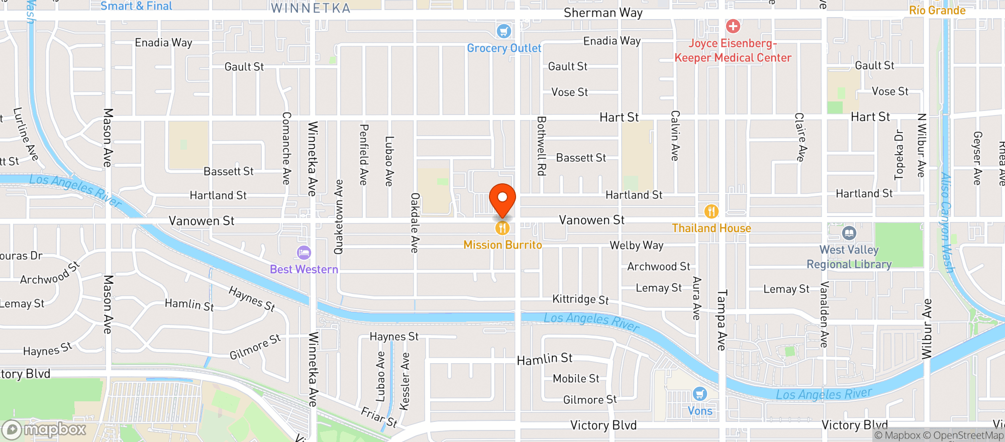 Map showing Mission Burrito