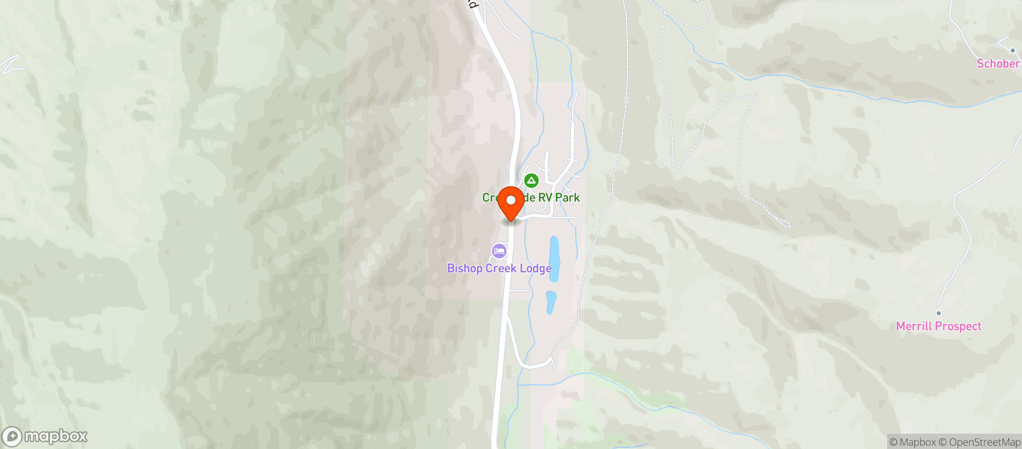 Map showing Bishop Creek Lodge - Bishop