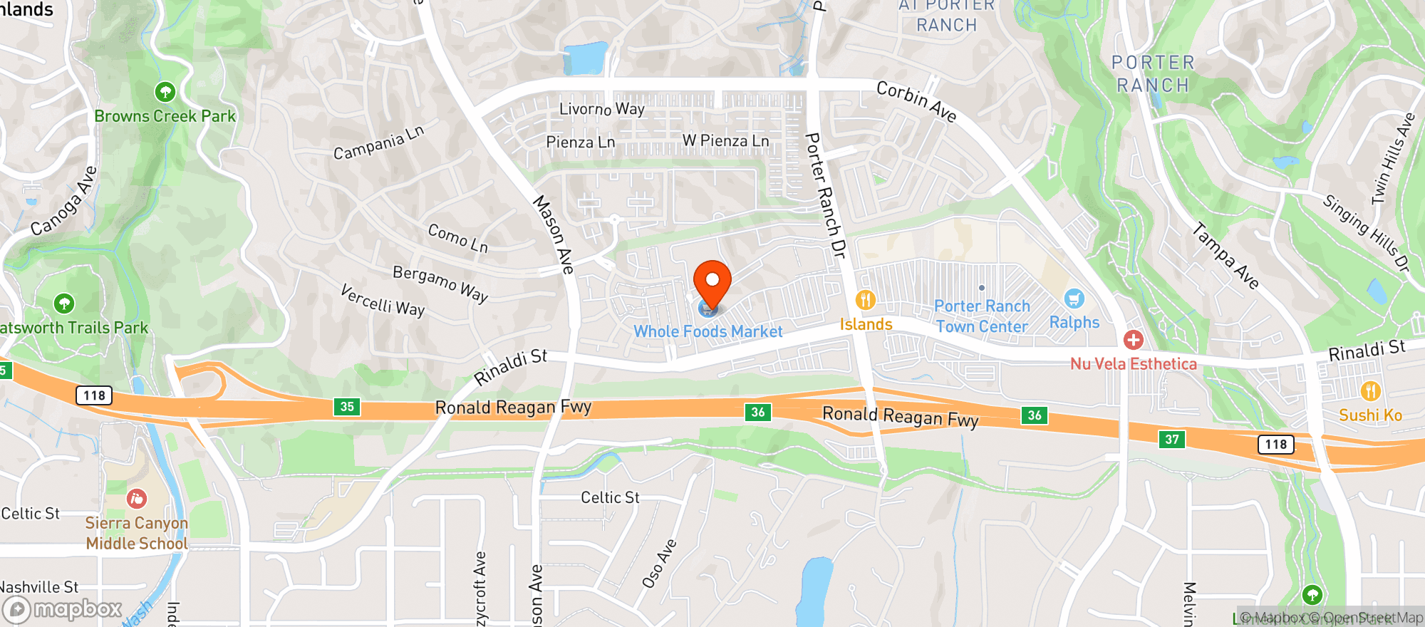 Map showing Whole Foods Market | Porter Ranch New