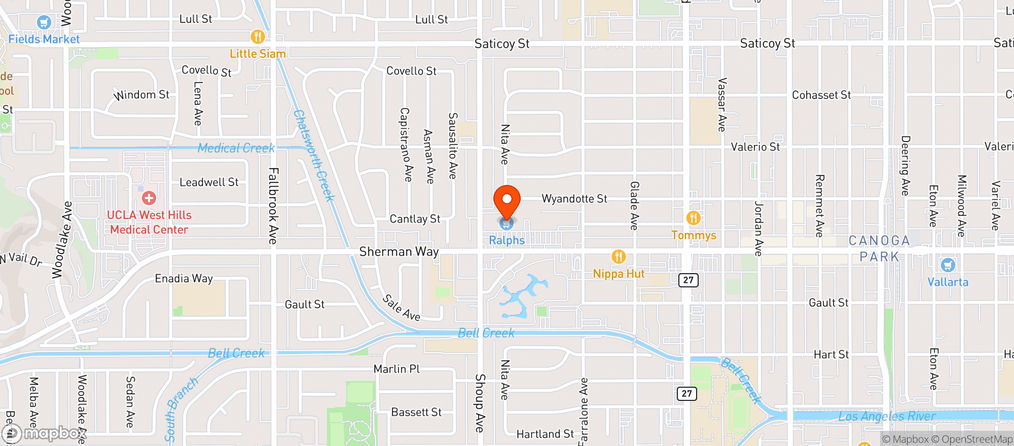 Map showing Ralphs (703) - 00721 - Shoup Sherman Way