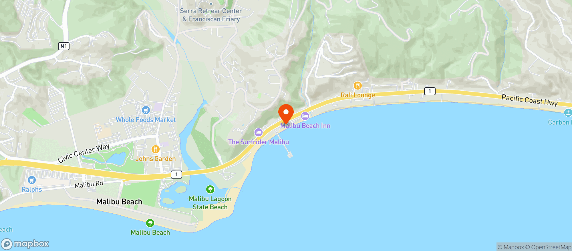 Map showing Malibu Farm