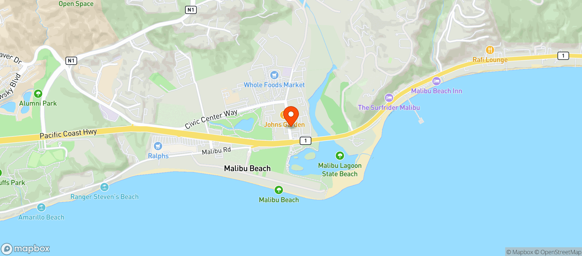 Map showing Scott's Malibu Market - Malibu