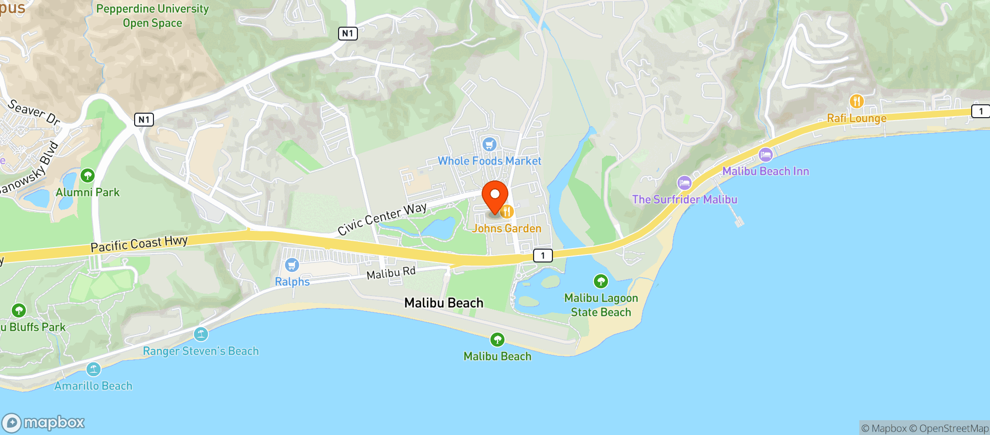 Map showing John's Garden