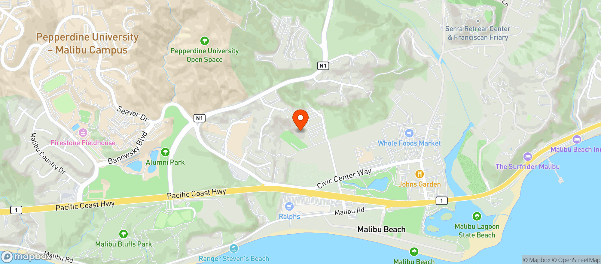 Map showing Malibu Racquet Club - Malibu