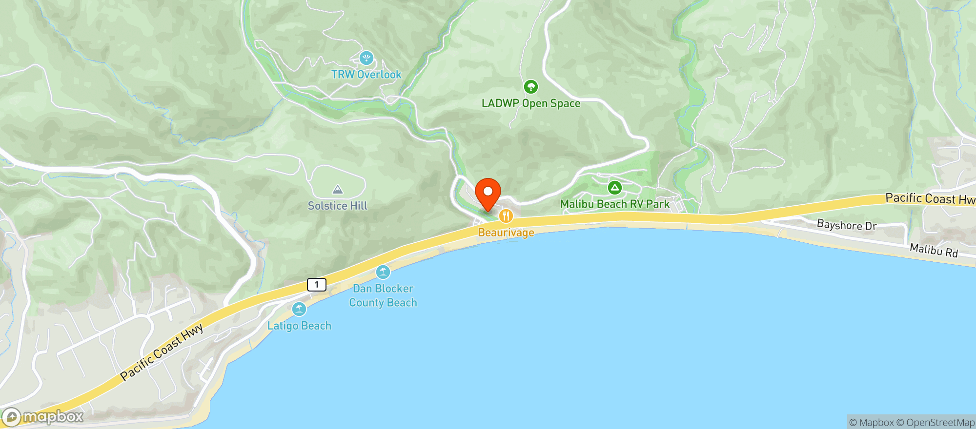 Map showing 76 Station - Malibu