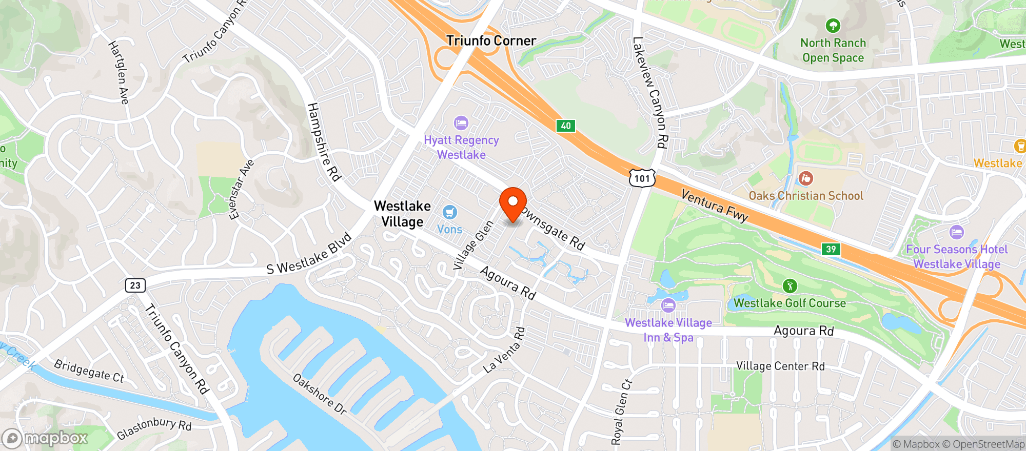 Map showing Moody Rooster - Westlake Village