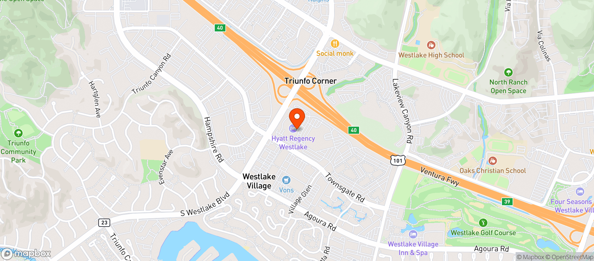 Map showing Hyatt Regency Westlake