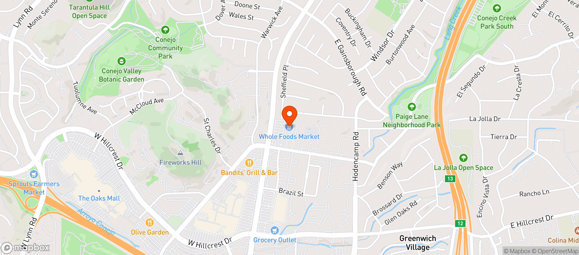 Map showing Whole Foods Market - Thousand Oaks