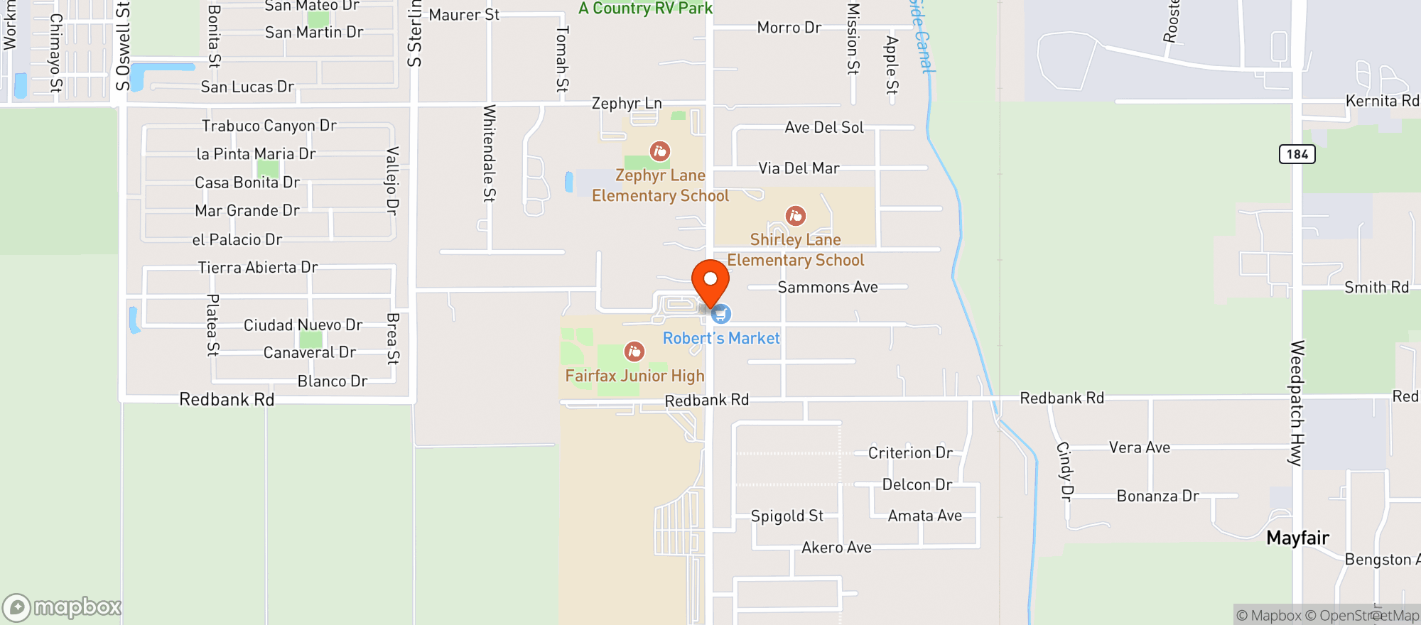 Map showing Roberts Market