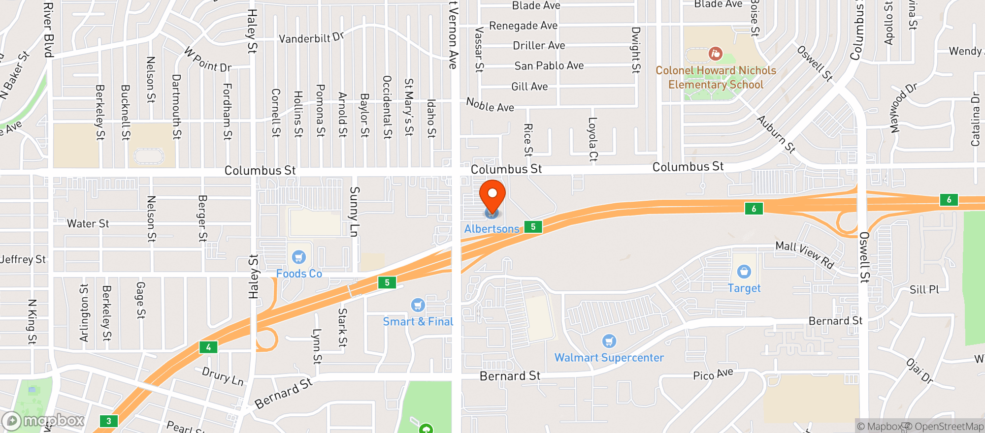 Map showing Albertsons