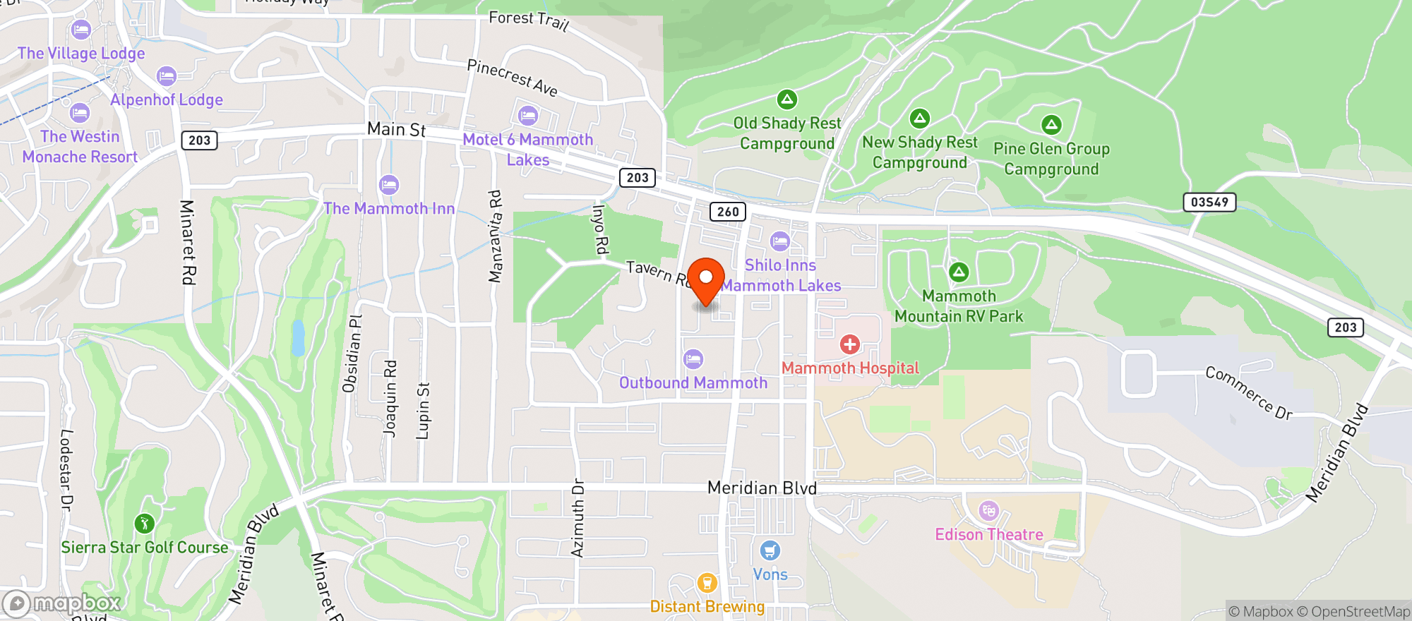 Map showing Mammoth Mercantile