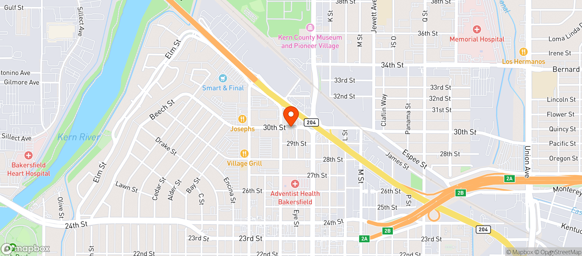 Map showing Elks Lodge