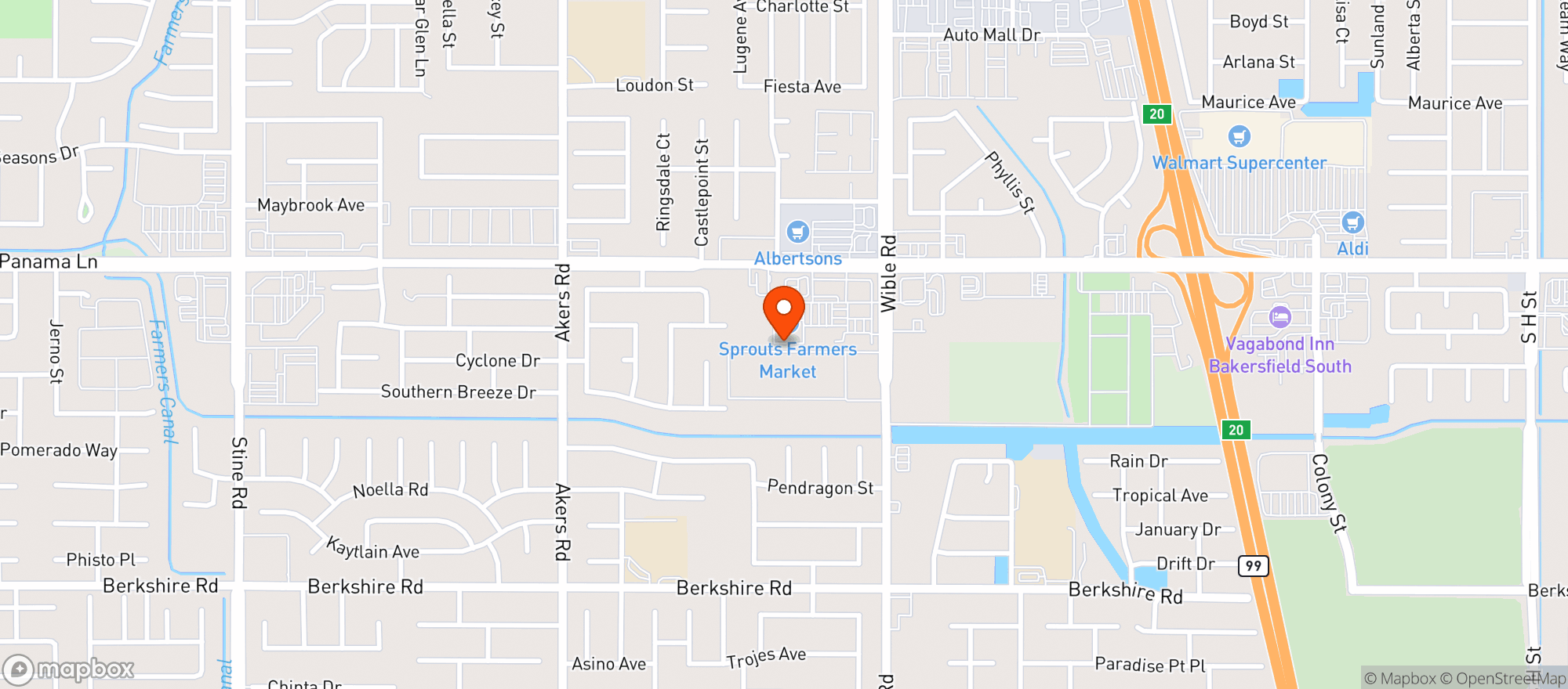 Map showing SPROUTS - BAKERSFIELD-PANAMA LANE