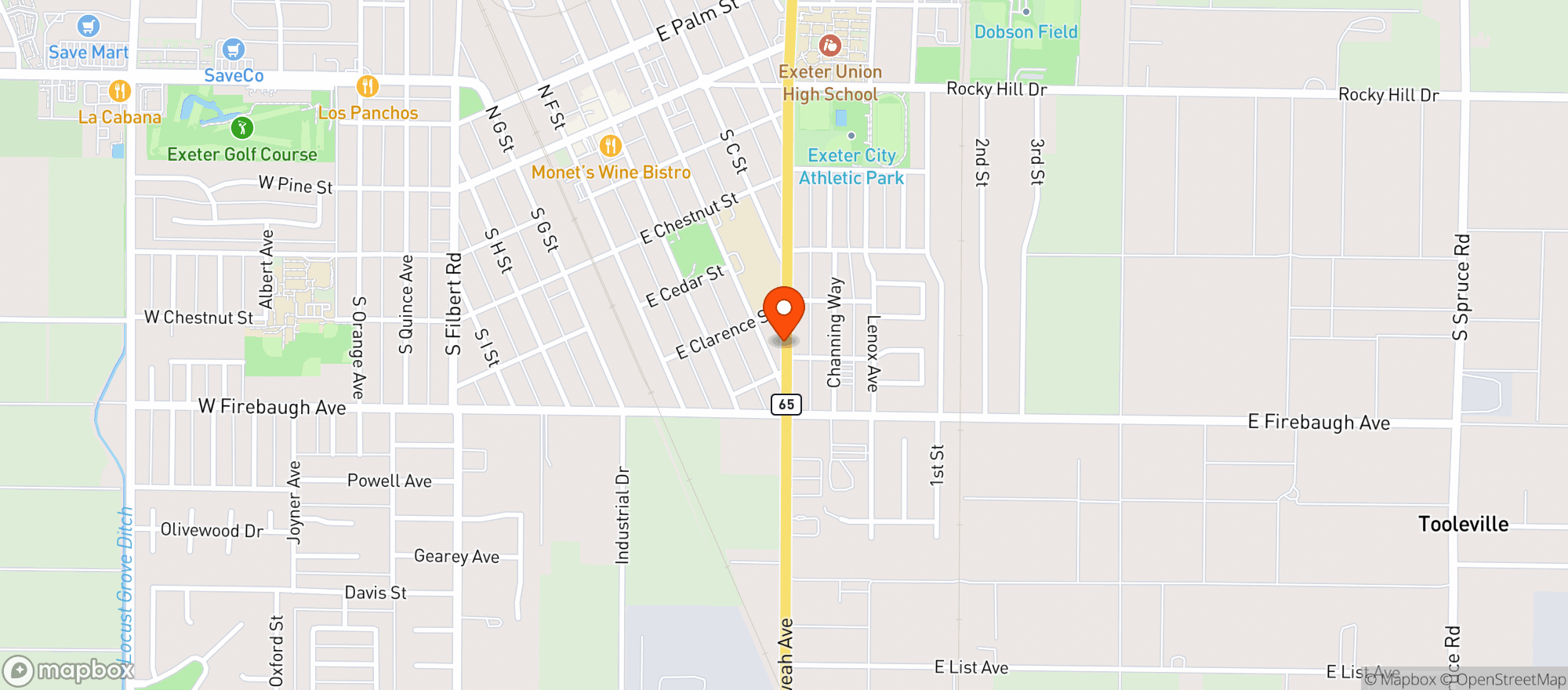 Map showing A & A Gas N Grub