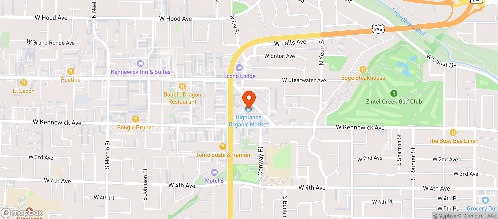 Map showing Highlands Org Mrkt Kenn Infra