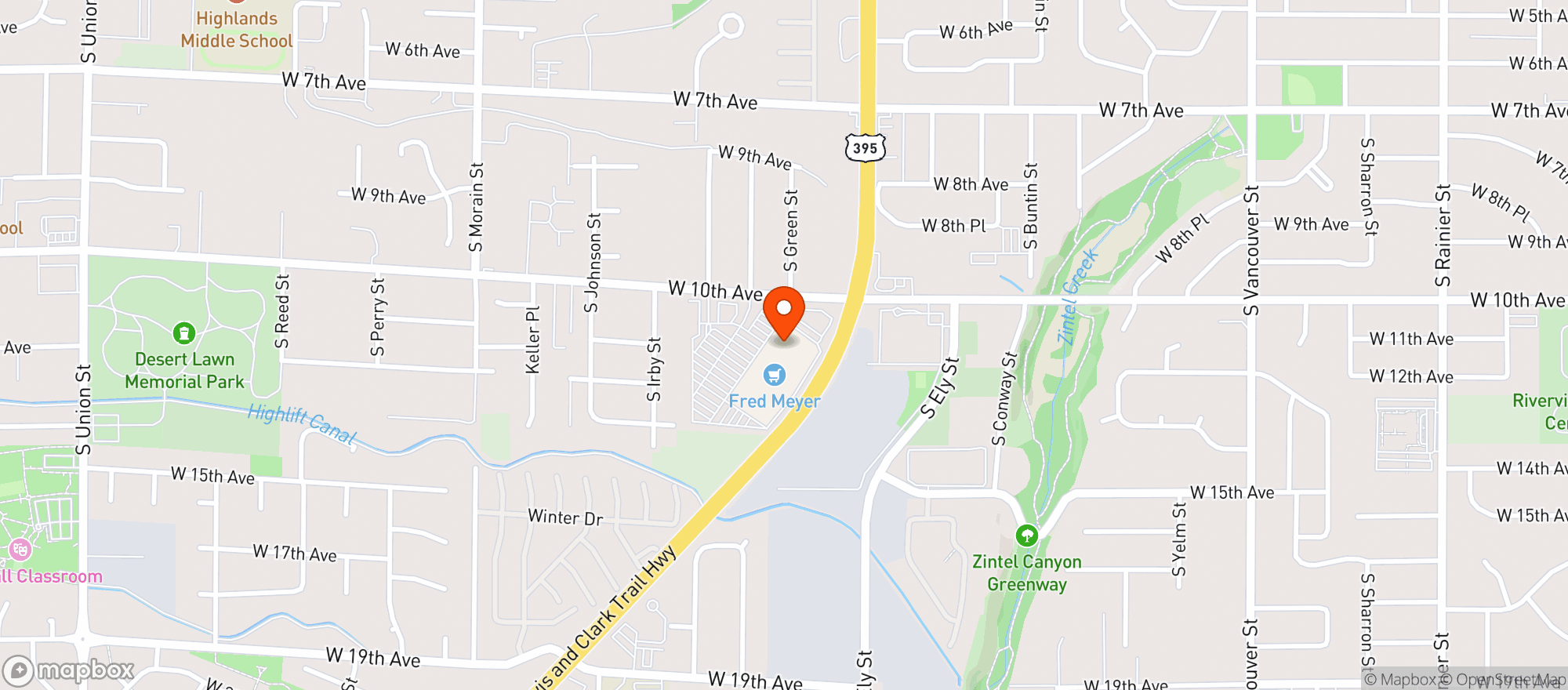Map showing Fred Meyer