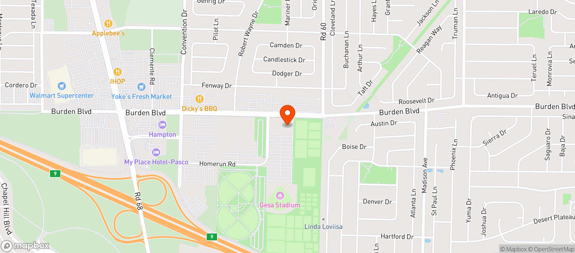 Map showing Bradys Brats And Burger