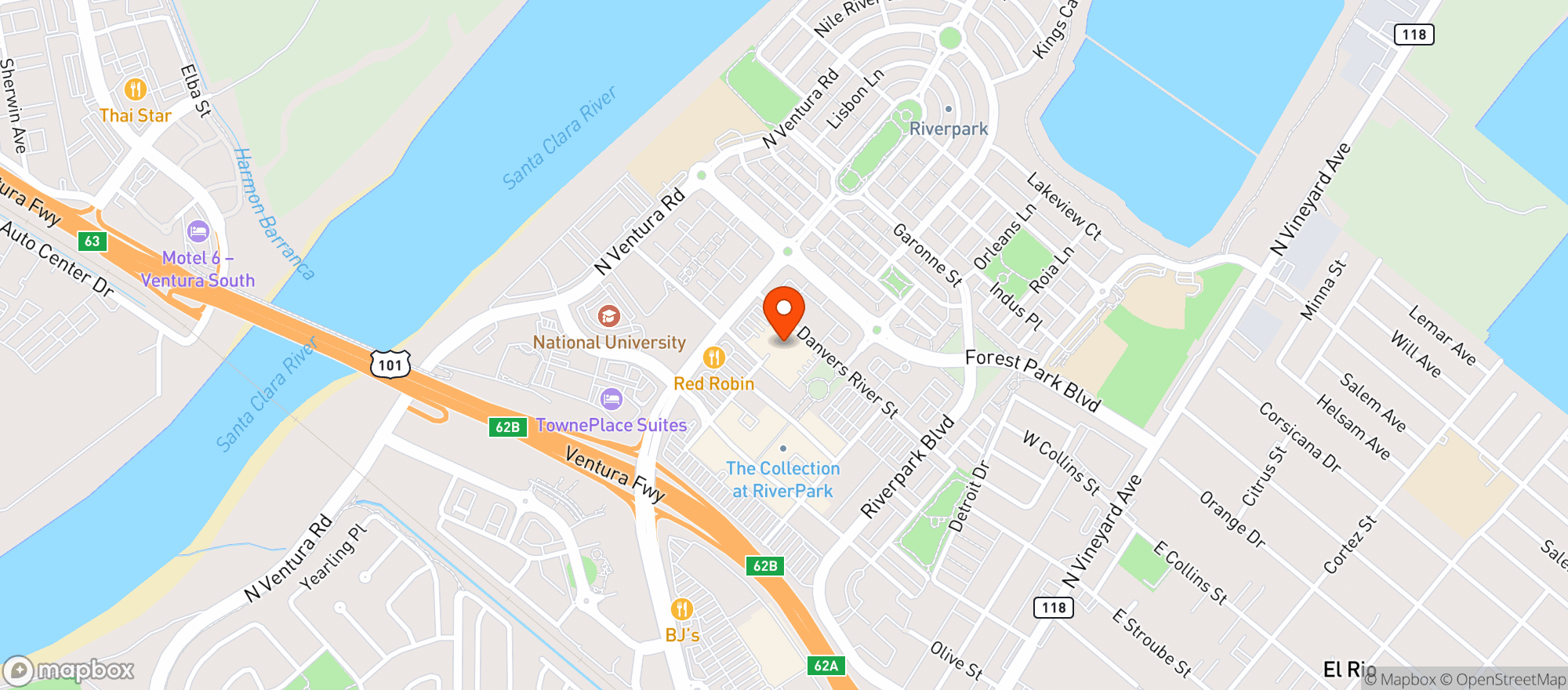 Map showing Target - Oxnard West