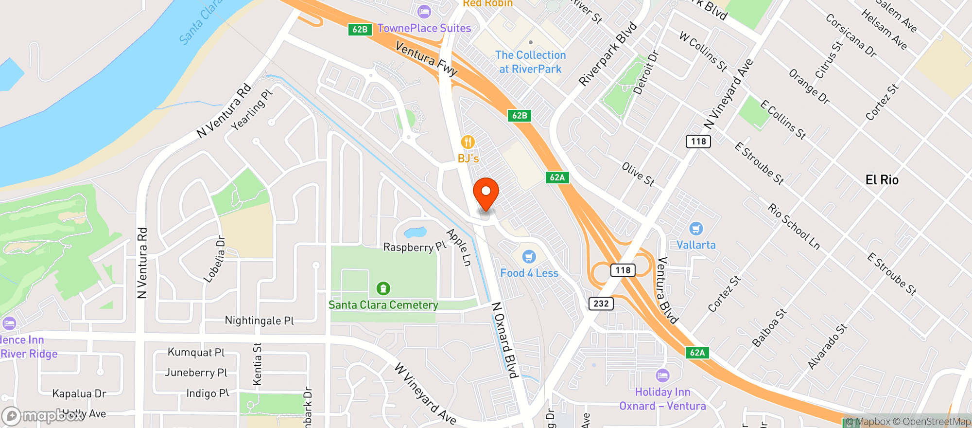 Map showing HPC Weed Dispensary Oxnard