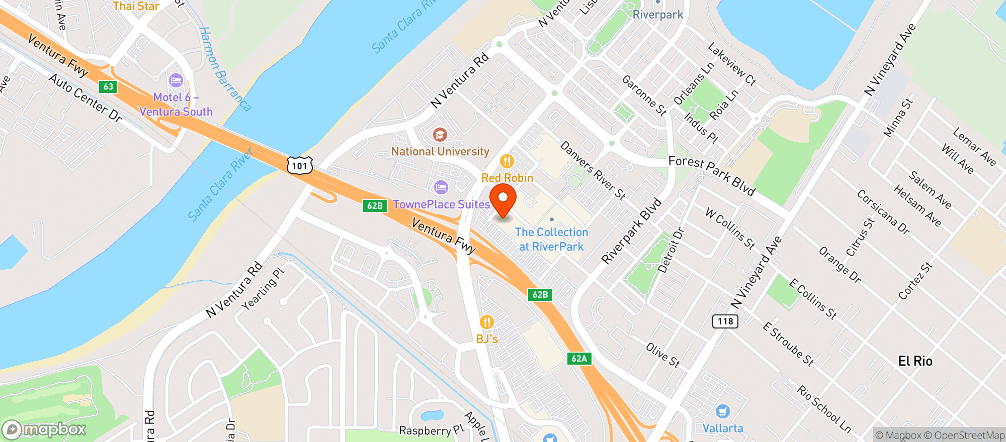 Map showing Whole Foods Market - Oxnard