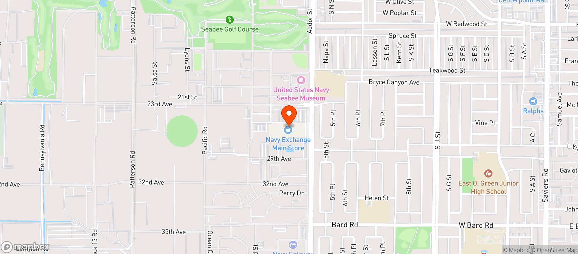 Map showing Navy Exchange