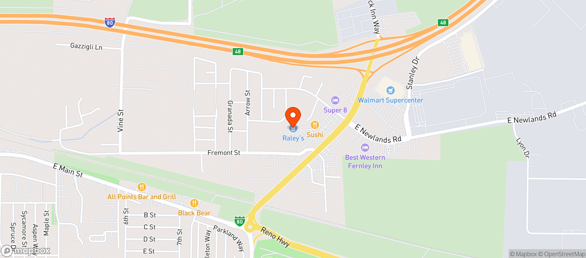 Map showing Raleys