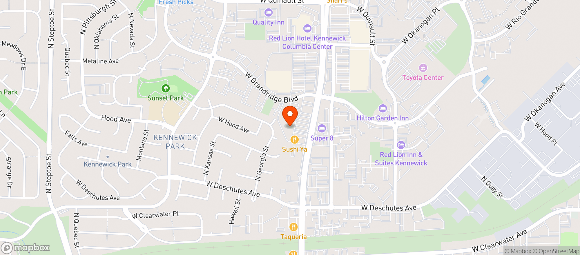 Map showing Mid Columbia Wine & Spirits