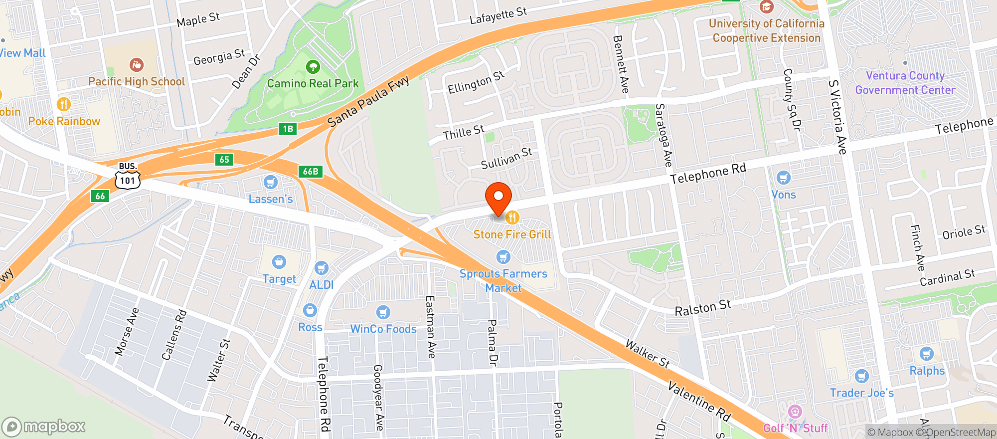 Map showing Vitamin Shoppe - Ventura