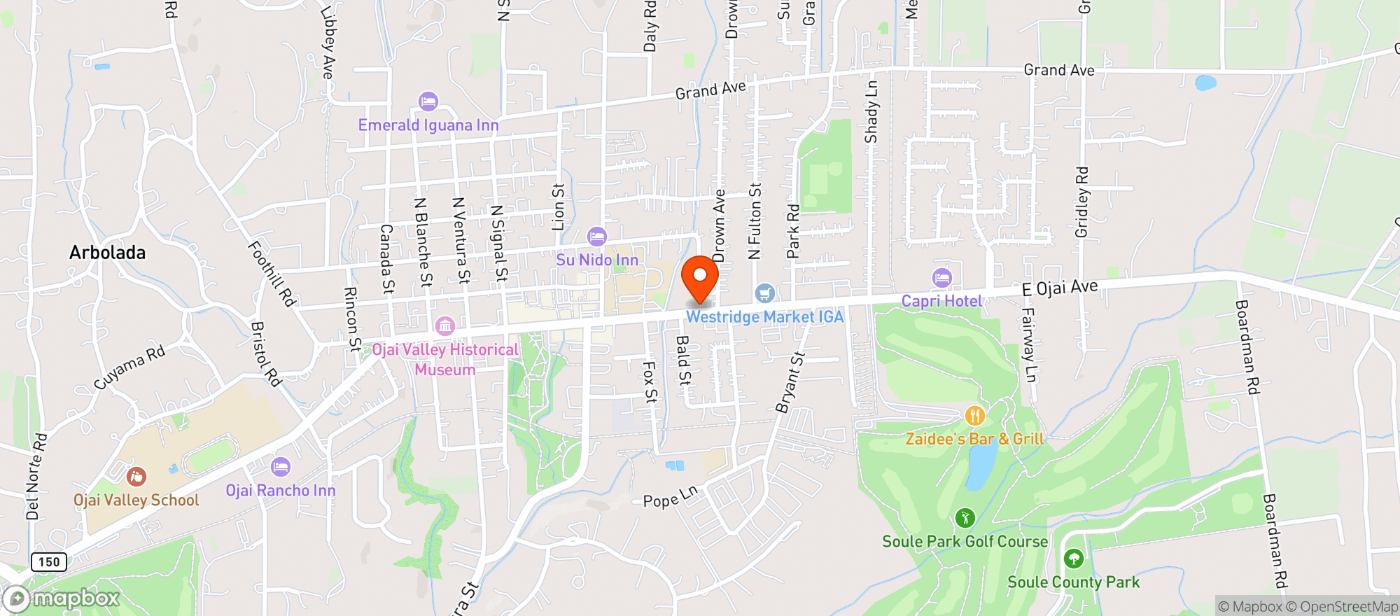 Map showing The Ojai Beverage Co