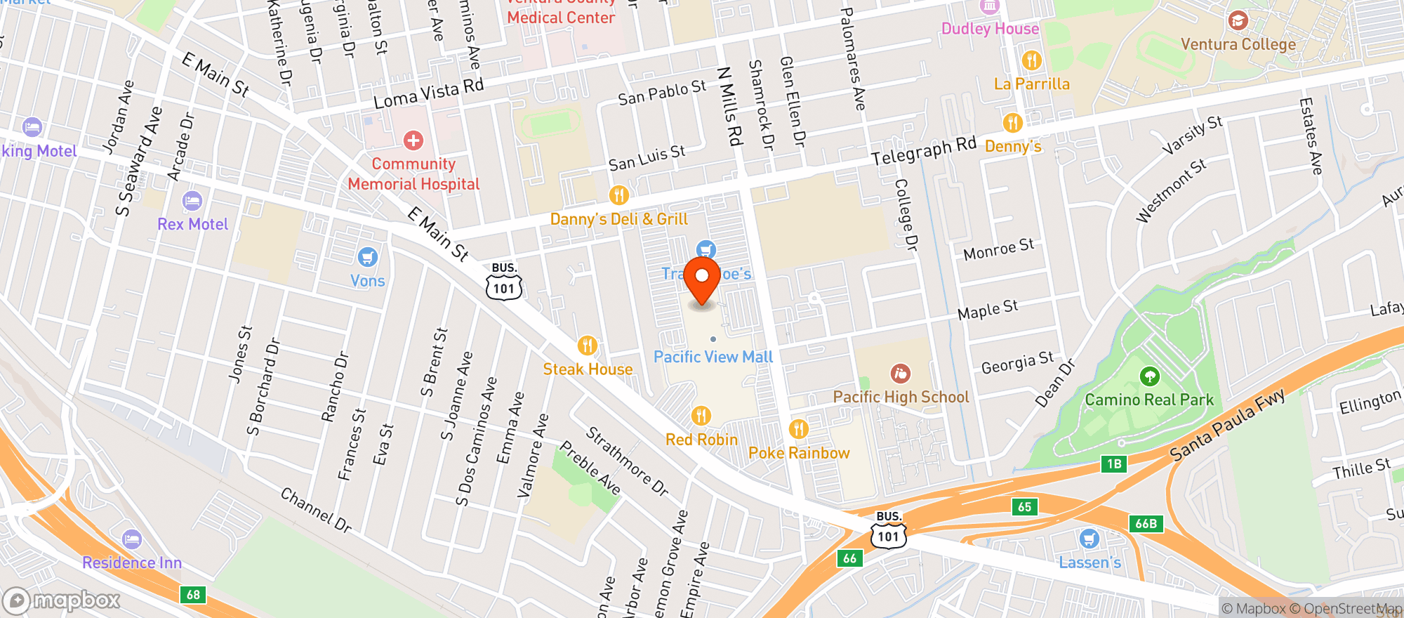Map showing Target - Ventura Mall