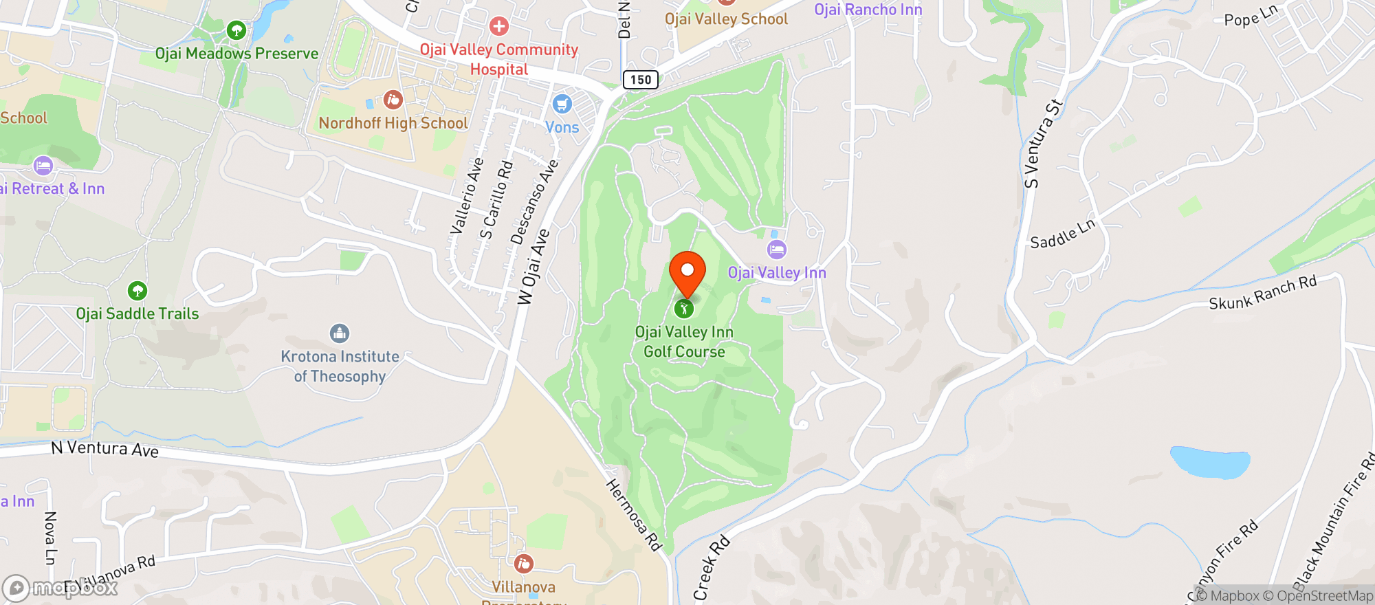 Map showing Ojai Valley Inn