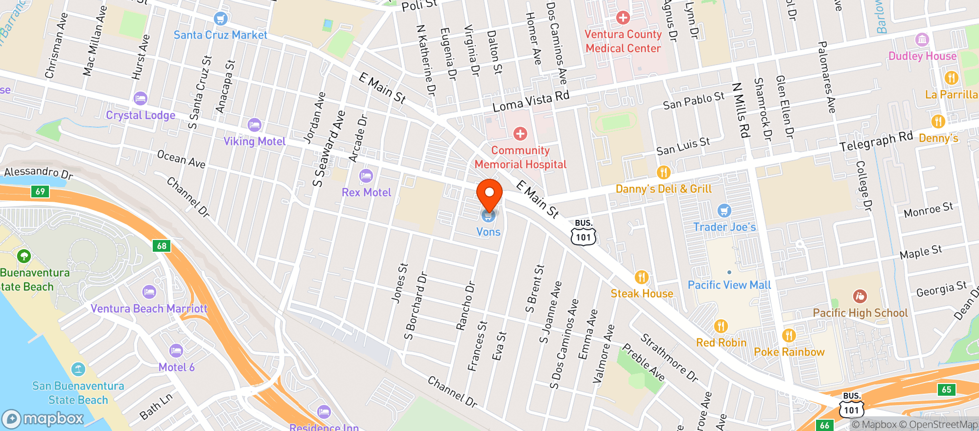 Map showing Vons