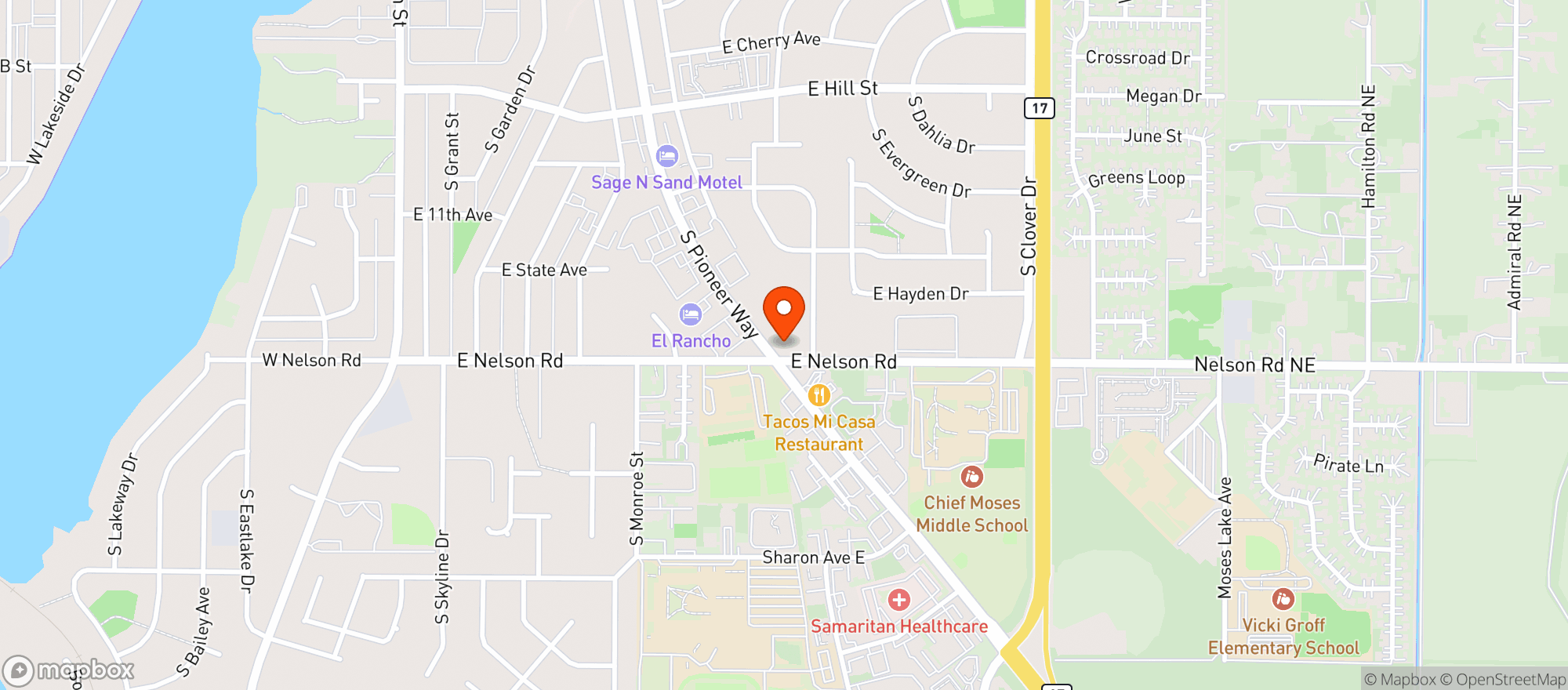 Map showing Rains Food Mart Shell