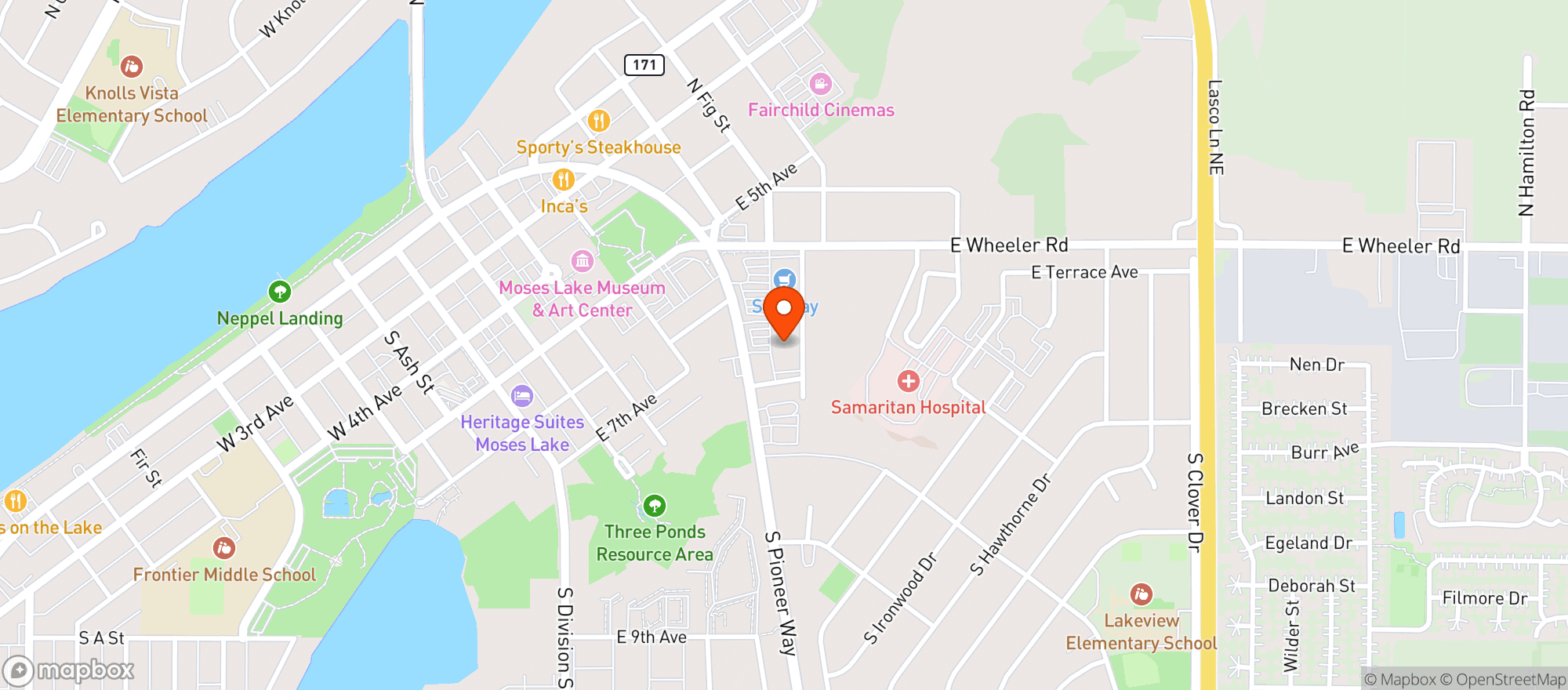 Map showing Safeway