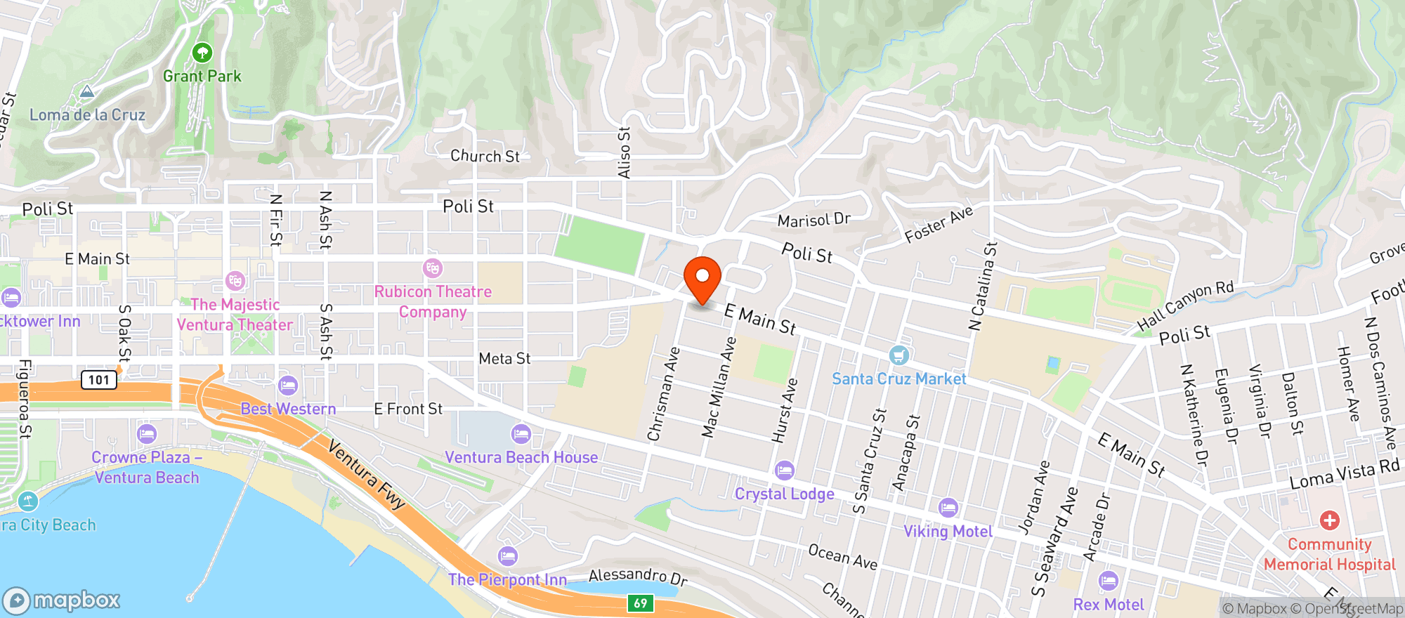 Map showing Ventura Ranch Market - Ventura