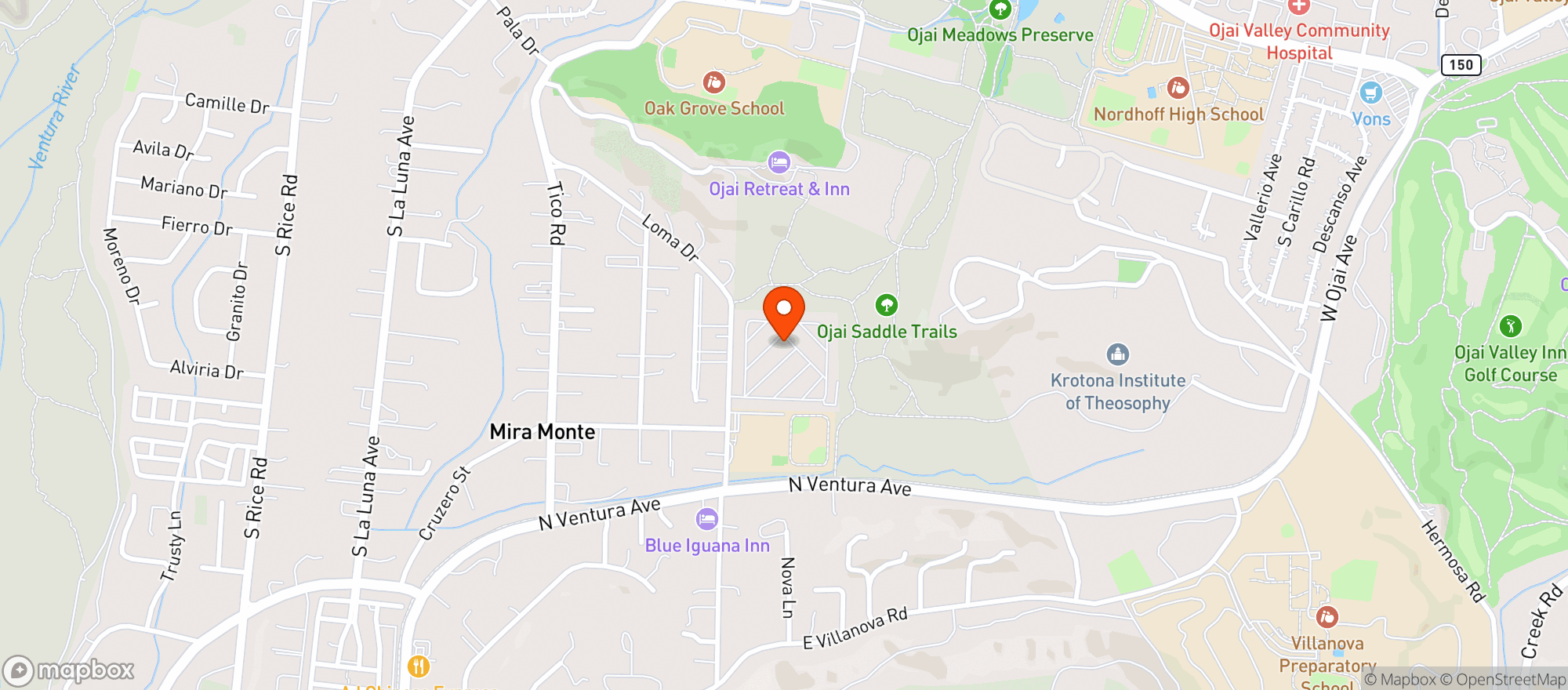Map showing The Store At Porch Gallery Ojai