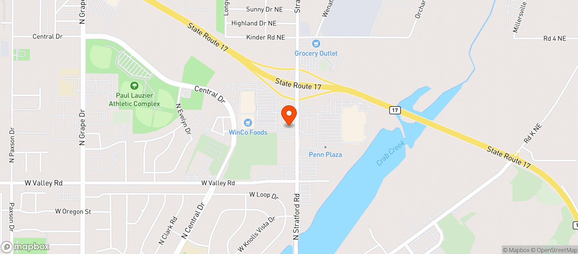 Map showing Rock Top Burgers & Brew