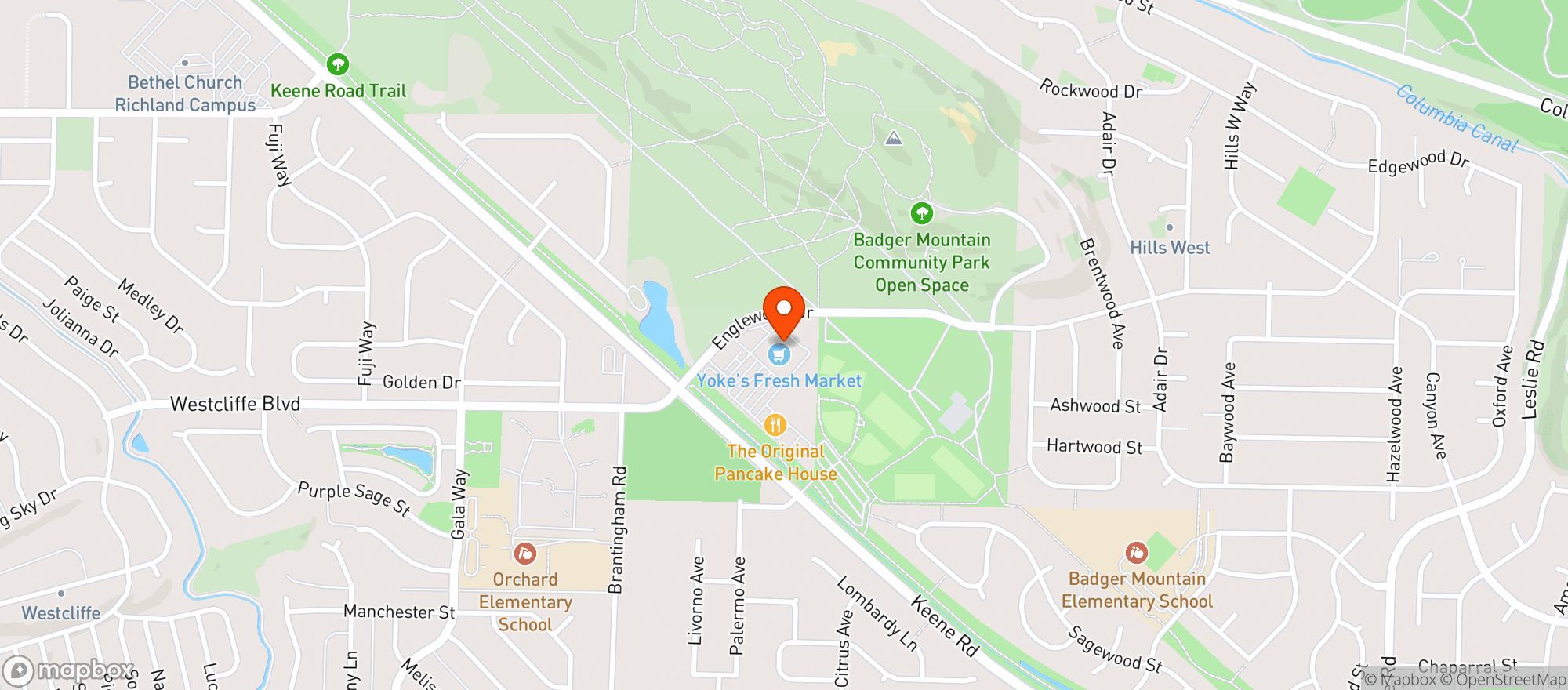 Map showing Yokes Fresh Markets - Richland (9675)