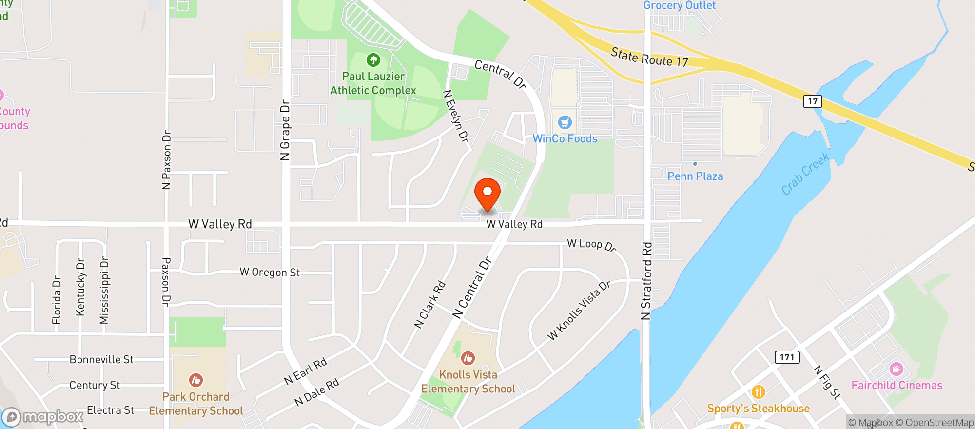 Map showing Hawk Fuel Moses Lake