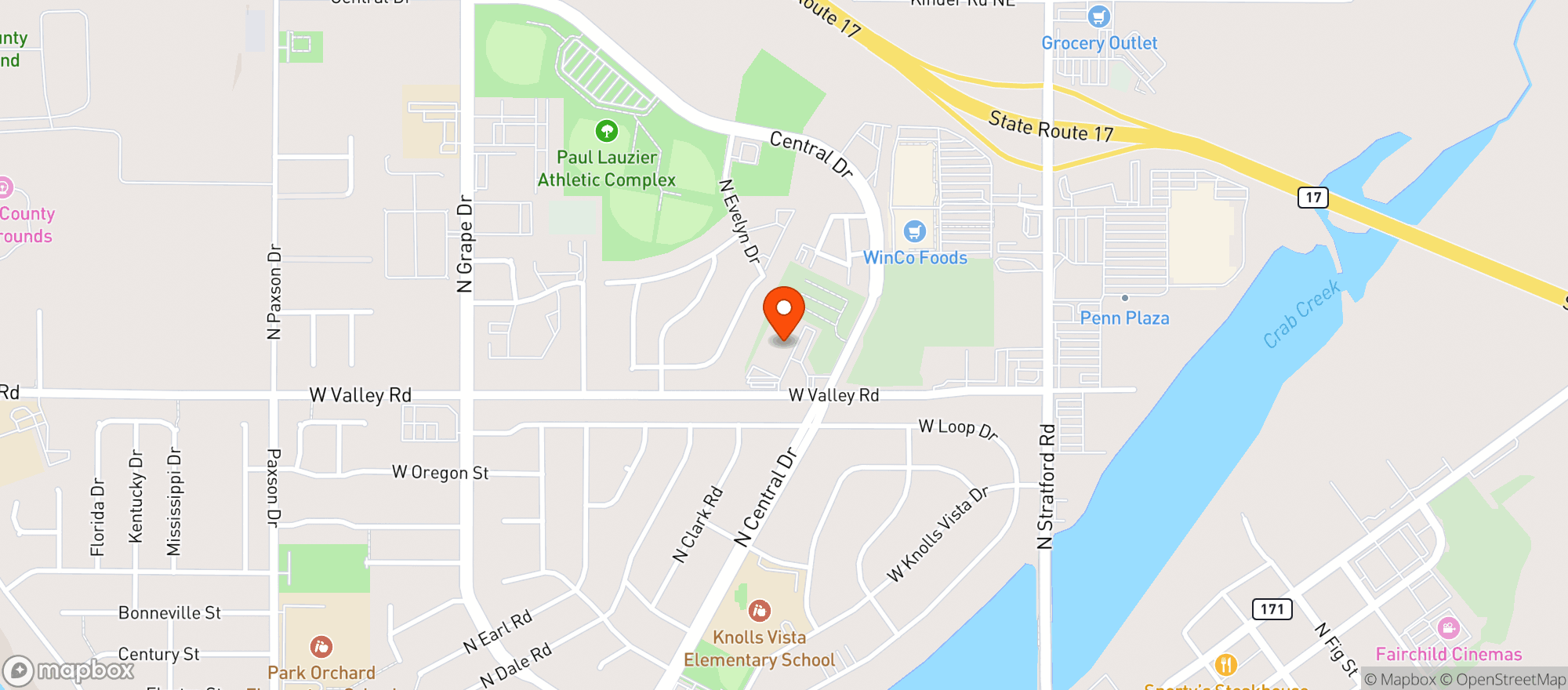 Map showing Moses Lake Taproom