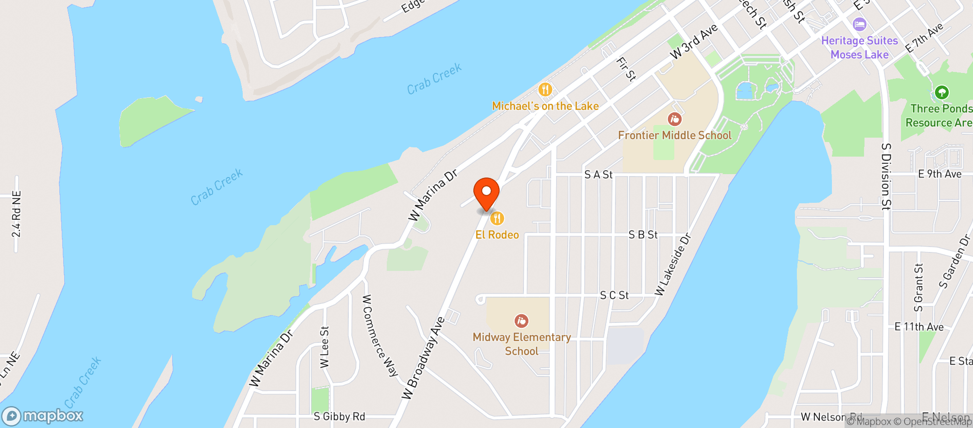Map showing El Rodeo Mexican Restaurant