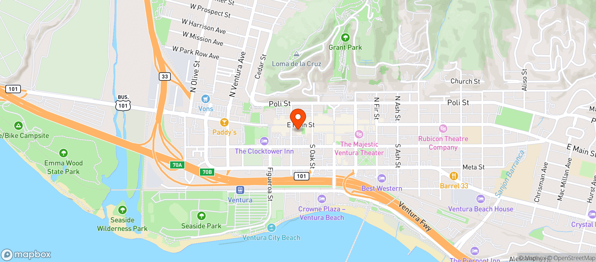 Map showing Yard Bar & Grill