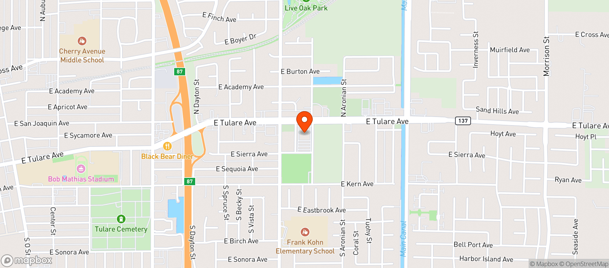 Map showing Tulare Veterans Association