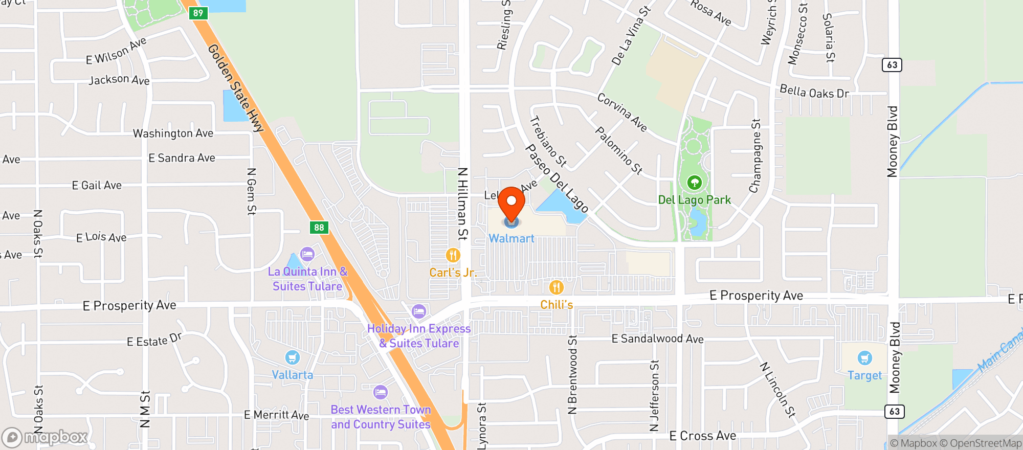 Map showing Walmart Store #2536
