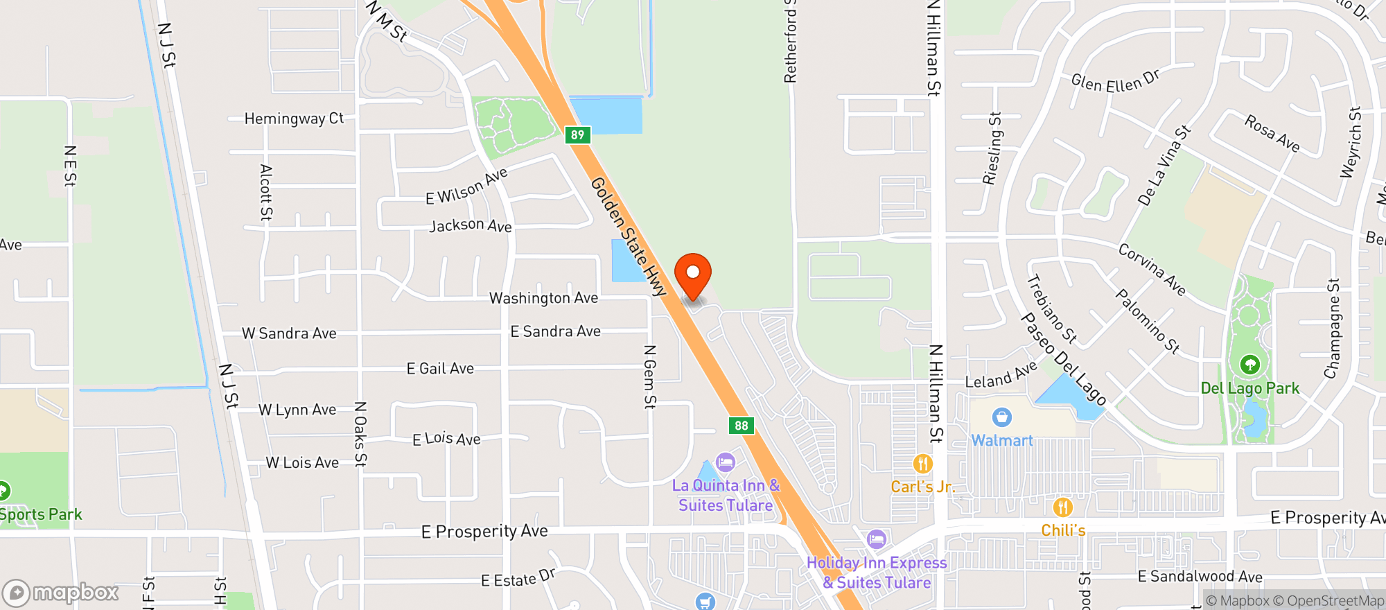 Map showing Token Farms - Tulare